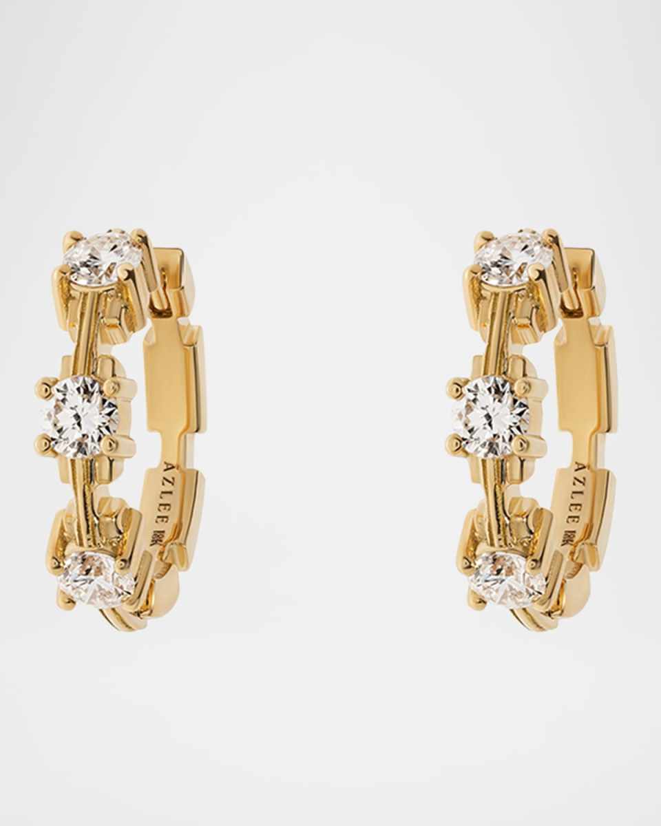 18K Pirouette Diamond Medium Hoop Earrings